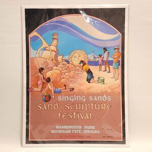 CHEERFUL Singing Sands Sand Sculpture Festival Poster NEIL KIENITZ 2003 SIGNED